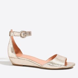 New in Box J. Crew Gold Metallic Demi Wedge Sandal